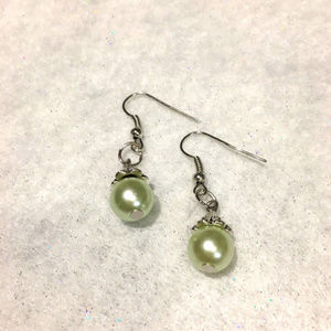 Pale Green Faux Pearl Earrings